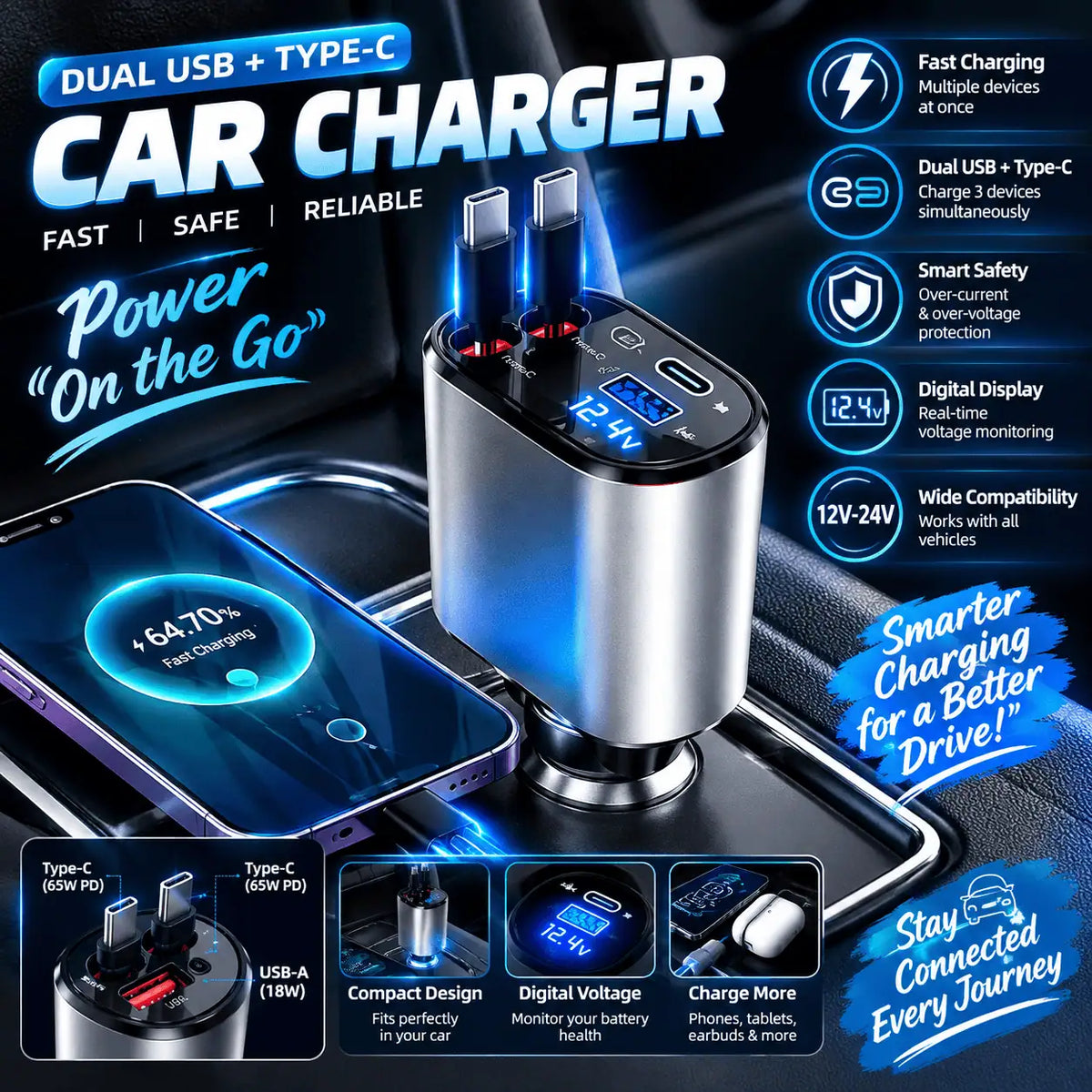 4 in 1 Retractable Charger